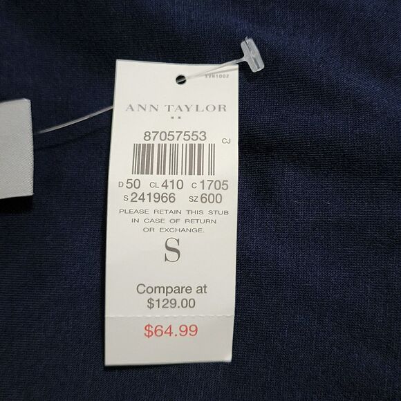 NWT Ann Taylor Womens Ruched Front Dress Solid Navy Blue Jersey Office Casual Sm - Picture 6 of 7